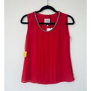 Edward Achour Paris Red Sleeveless Blouse Size 36  (Small) NWT